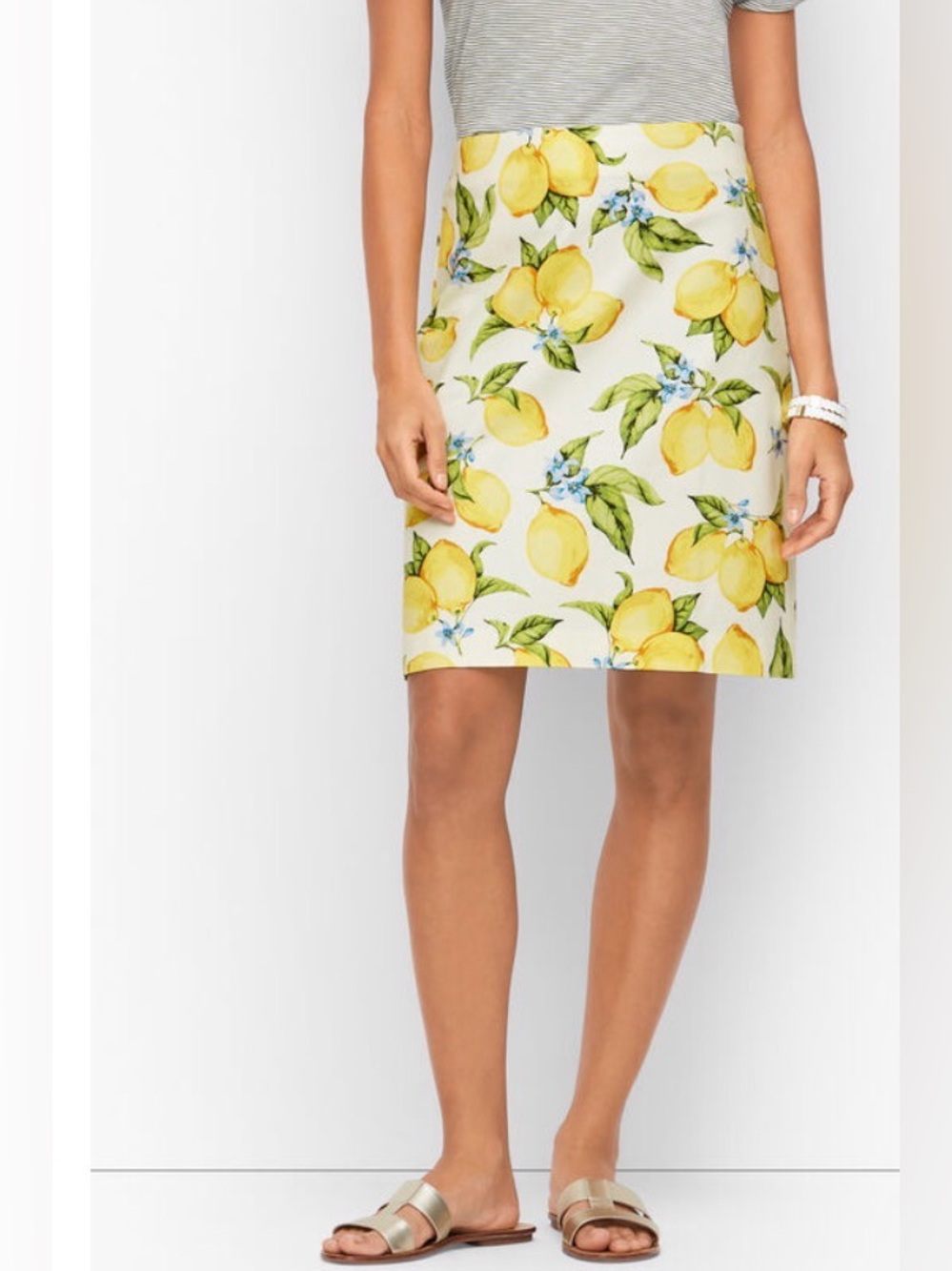 Talbots CANVAS A-LINE SKIRT LEMON BLOSSOM Size 8 Lined Casual Teacher Spring